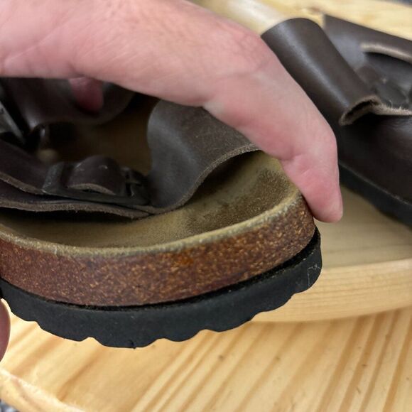 Leibmann Two Strap Sandals Womens 10 Mens 8 Leather Cork Sole Shoe German Made - Picture 10 of 10